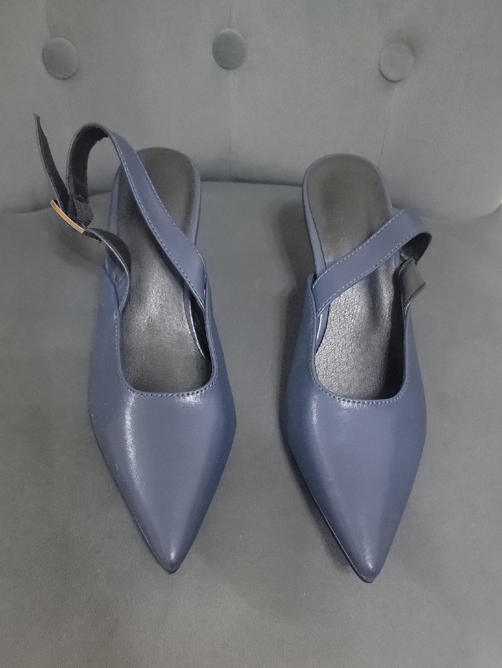 SHEIN Navy Pointed Slingback Mules